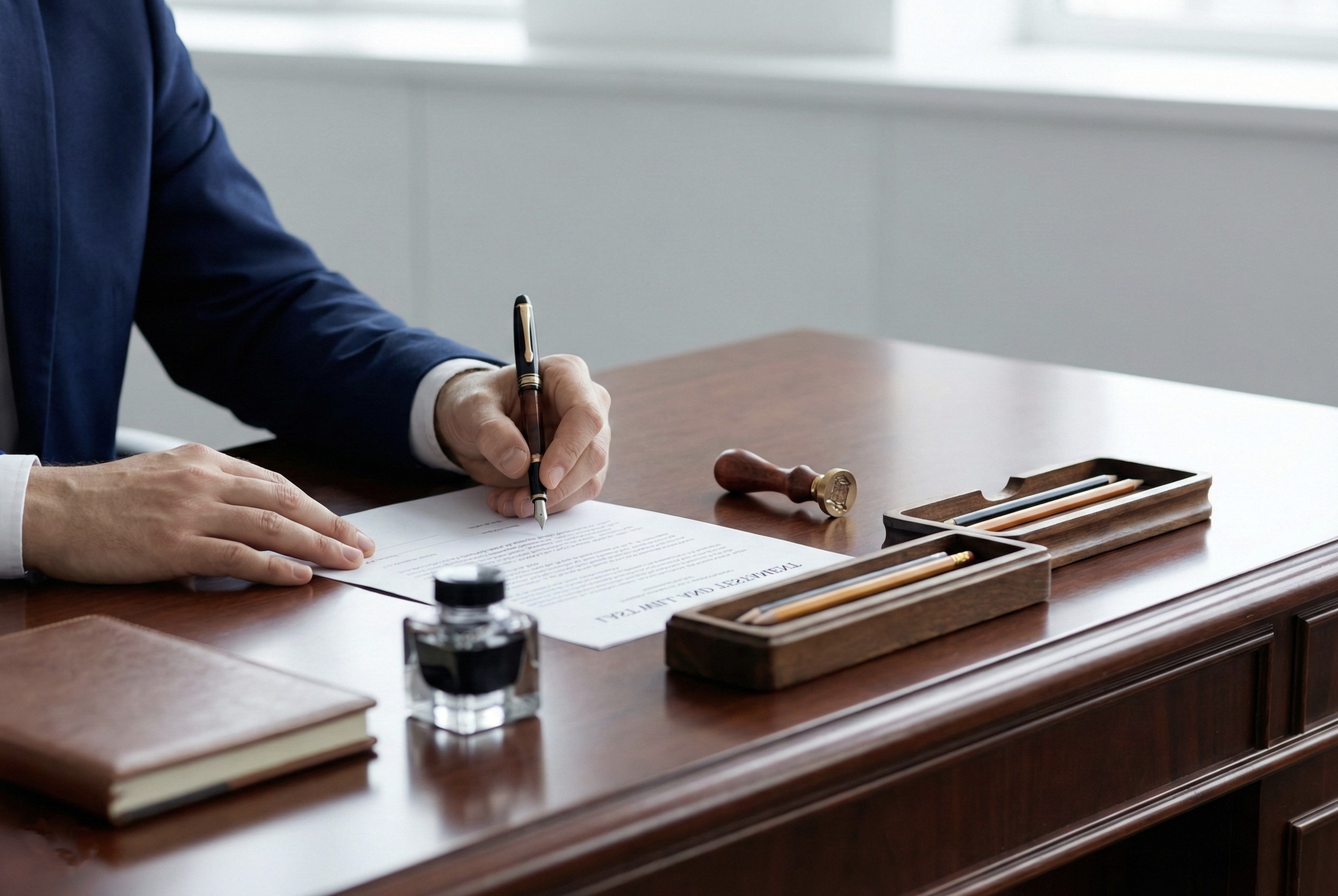 Will drafting services in India - signing legal documents Saga Veil